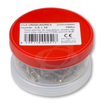 Must-Have Vrut 3,5 x 35 zapuštěná hlava, UniQuadrex (ešus 150ks)
