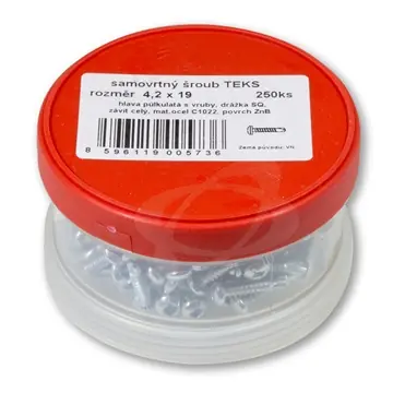 Horká Nabídka Vrut 4,2 x 13 do plechu, půlkulatá hlava, square (ešus 300ks)