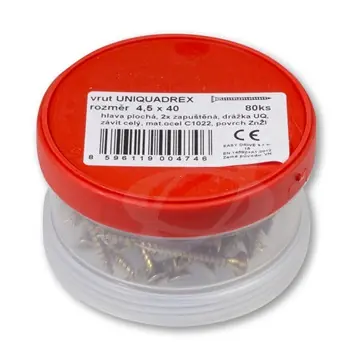 Vrut 4,5 x 40 zapuštěná hlava, UniQuadrex (ešus 80ks) Trendový