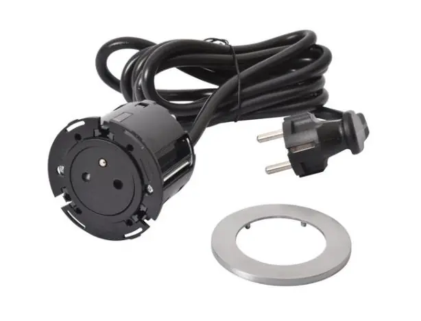 LEGRAND Zásuvka DISQ60 2P+T černá/kov zapuštěná Ověřený