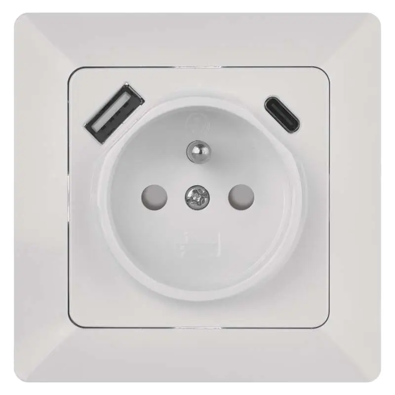 Luxusní EMOS Zásuvka vestavná A6000.4 1xkulatá 250V/16A + USB A + USB C IP20 bílá