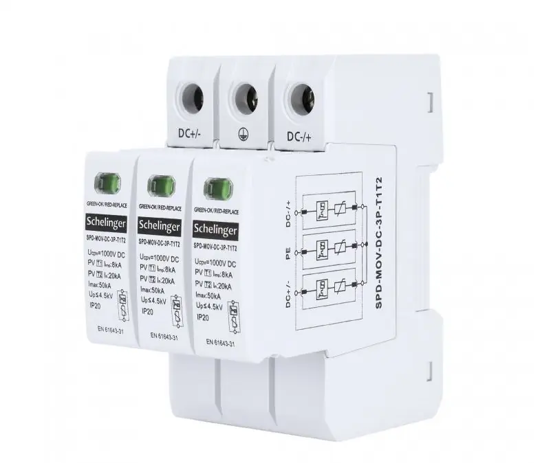 BEMKO Svodič přepětí 3P 8kA DC 1000V třída T1+T2 Schelinger Nejlepší Volba